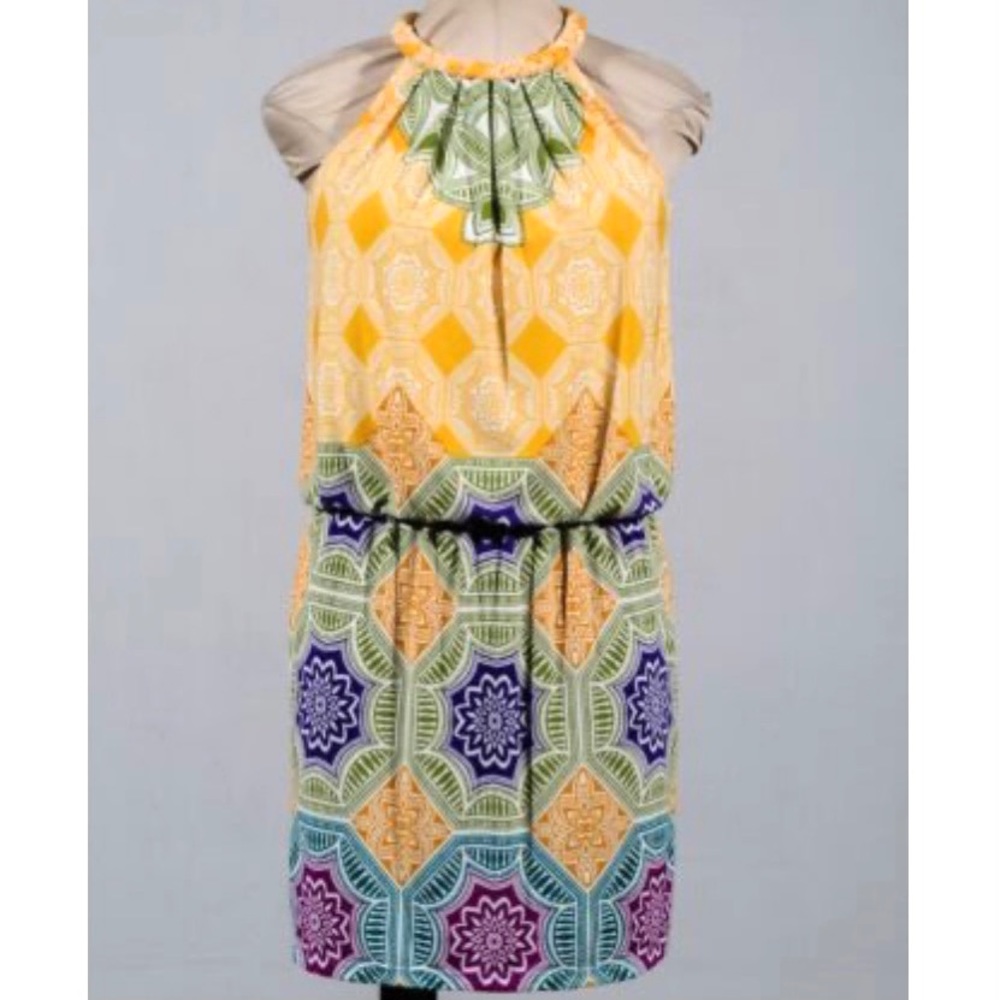 London Times drop waist halter dress